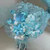 Flores com tule brilhante e forro, buquê sonhador de Dia dos Namorados DIY feito à mão, materiais de jardinagem para flores frescas de organza