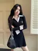 Vestido Camisa Falso de Dos Piezas Estilo Universitario Coreano para Otoño e Invierno con Diseño Único y Elegante Falda Corta Interior para Mujer