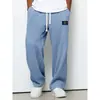 Pantalones Deportivos Casuales de Verano para Hombre, Pierna Recta, Pierna Ancha, Delgados, Frescos, Holgados, Transpirables, de Secado Rápido, Amigables con la Piel, Tejido Waffle