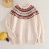 Suéteres de alta calidad de lana 100% pura serie Fair Isle para niños y niñas, tejido grueso de punto para capa base tipo pullover
