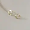 Pendientes de Corona Pequeña con Ramas y Hojas de Circonita Bañados en Plata 925 con Oro de 14K Pendientes Femeninos de Planta Pequeña Flor Diamante Brillante Estilo Japonés y Coreano