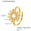 Conjunto Misterioso de Colar, Pulseira e Anel de Girassol com Zircônia, Design Elegante, Feito de Aço Inoxidável e Ouro 18K, Versátil para Uso Internacional