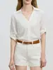 Camisa de Lino Estilo Old Money para Mujer, Manga Corta, Nuevo Modelo Verano 2026, Corte Holgado, Adelgazante, Casual, Camisa Chaqueta Versátil