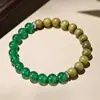 Pulsera de Ónice Verde Natural para Mujer Pulsera de Sándalo Verde de Material Antiguo Pulsera de Cristal de Madera de Cinco Elementos Pulsera con Cierre de Placa para Hombre Regalo