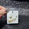 Nuevo Conjunto de Aretes de Múltiples Piezas, Aretes de Mariposa, Circonita Súper Brillante, Galvanizado Ecológico, Aguja de Plata S925, Moda de Invierno