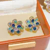 Exquisitos Pendientes de Pétalos de Zirconia Azul Tridimensionales de Múltiples Capas, Pendientes de Estilo Popular Novedoso con un Toque de Lujo Ligero y Sensación de Alta Gama, Accesorios de Oreja Exagerados