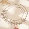 Conjunto de Duas Peças Estilo Resort à Beira-Mar Colar com Contas de Estrela Plissada Pérola Artificial Estilo Nicho Europeu e Americano Colar de Alta Qualidade