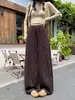 Pantalones de pierna ancha con estampado floral pequeño y estilo perezoso coreano para mujer, Otoño 2026, cintura alta, adelgazantes, con puño, pierna recta, versátiles, casuales