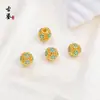 Contas Redondas Vazadas Esmaltadas Clóisonné Tendência Nacional, Contas Espaçadoras Tradicionais Esmaltadas Azuis com Gotejamento de Óleo, Acessórios de Contas para Pulseira DIY