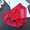 [Rojo Ancola] 880# Ropa Interior Roja Grande de Año Nuevo Malla de Encaje Seda de Hielo Ropa Interior Roja