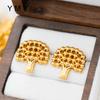 Pendientes de acero inoxidable chapados en oro de 18 quilates con diseño geométrico de bola de acero y árbol hueco, con personalidad europea y americana transfronteriza.