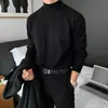 Camisa de veludo alemã de gola semi-alta, casaco masculino de outono combinando, forro de lã, camiseta masculina madura e estável de manga comprida