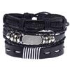 Nueva Pulsera Retro Tejida de Tres Piezas de Cuero Vacuno Joyería Europea y Americana para Hombre Pulsera de Cuero Genuino DIY Transfronteriza Pulsera