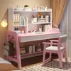 Conjunto de escrivaninha e estante de madeira maciça para alunos do ensino fundamental, escrivaninha de altura ajustável para quarto, conjunto de escrivaninha e cadeira para uso doméstico para alunos do ensino médio