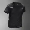 Nueva camiseta deportiva casual de manga corta para hombre, de seda helada, secado rápido, holgada, para correr, gimnasio, entrenamiento, transfronteriza