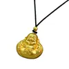Colgante de Buda Maitreya auspicioso color oro arena, collar sólido minimalista y elegante, regalo estilo chino, producto para transmisión en vivo para atraer clientes, joyería