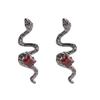 Diseño de nicho estilo oscuro y frío aretes de pasador de plata S925 anillo de serpiente exagerado de personalidad tendencia joyería de diamantes