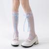 Calcetines finos de primavera y verano para mujer, calcetines de malla hueca con lazo Lolita, calcetines de ballet con tubo de viento japoneses JK