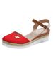 Comercio Exterior Transfronterizo Talla Grande Baotou Sandalias Vacías Sandalias de Cuña para Mujer Ligeras de Cuerda de Cáñamo con Hebilla Sandalias de Mujer de Suela Gruesa Sandalias de Mujer