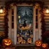 Noite Escura de Halloween Bruxa Livro de Magia Fogueira Morcego Lanterna de Abóbora Tira Longa Adesivo de Porta Festa Janela Adesivo Decorativo à Prova d'Água