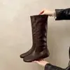 Botas Altas de Suela Blanda para Mujer con Tacón Alto 2026 Nuevo Estilo Otoño Invierno Versátiles Estilo Coreano Moda Botas Adelgazantes Botas de Montar