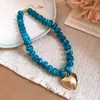 Collar de doble capa con cuentas acrílicas transfronterizo europeo y americano, cadena para la clavícula de lujo ligero de alta gama, joyería de estilo étnico vintage al por mayor