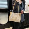 2025 Nova Bolsa de Ombro Urbana Simples de Grande Capacidade Moda Moderna Contraste de Cores Casual Trabalho Deslocamento Bolsa Tote