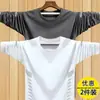 Camiseta de manga larga para hombre, nueva colección primavera/otoño 2026, capa base elástica, top de cuello redondo, versátil y moderno