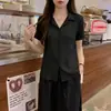 Camiseta de Manga Corta con Cuello Polo Talla Plus para Mujer, Nuevo Estilo de Verano, Corte Holgado, Oculta la Barriga, Adelgazante, Top Texturizado