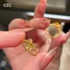 Anel Dourado Brilhante Tridimensional de Laço para Mulheres, Anel Doce e Moderno para o Dedo Indicador de Luxo Leve, Anel de Estilo Nicho de Alta Qualidade