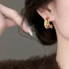 Aretes en Forma de C con Estampado de Leopardo y Goteo de Aceite de Aguja Plateada, Estilo Retro de Moda, Lujo Ligero, Sensación de Alta Gama, Versátiles, Venta al por Mayor de Aretes para Mujer