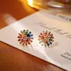 Pendientes de Fuegos Artificiales Coloridos Chapados en Oro de 24 Quilates, Pendientes Pequeños de Margaritas de Circonita, Pendientes Exquisitos de Moda de Alta Gama Dopamina para Mujeres