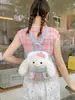 Mochila de Conejo de Peluche Linda Estilo Japonés Mochila Pequeña de Conejo Lolita para Niñas Mini Mochila Escolar de Dibujos Animados