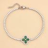 Pulsera de Acero de Titanio con Trébol de Cuatro Hojas de la Suerte para Mujer, Diseño de Nicho Ins, Simple, Lujo Ligero, Sensación de Alta Gama, Joyería de Nicho, Cadena Completa de Diamantes
