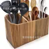 Suporte de Talheres de Madeira de Acácia Transfronteiriço Caixa de Armazenamento de Utensílios de Cozinha Suporte de Hashi de Madeira Organizador de Compartimento de Mesa Caixa de Armazenamento de Utensílios de Cozinha