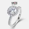 Anillo de Plata de Ley S925 con Moissanita de Venta Caliente Transfronteriza Europea y Americana Anillo con Montura Pavé Redonda Anillo de Compromiso Banda de Anillo para Mujer Sensación de Lujo Ligero de Gama Alta