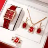 Duoduo Transfronterizo Shein Popular Set de Lujo Pulsera Reloj con Diamantes para Mujer Caja de Regalo de Cinco Piezas Reloj de Cuarzo