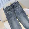 Jeans Azules Rectos Vintage para Mujer Primavera y Otoño Nuevos de Cintura Alta Aspecto Delgado Pantalones Largos Pantalones de Tubo de Mezclilla para Mujer Elásticos