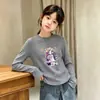 Camada Base Térmica Casual para Meninas Outono/Inverno Novo Estilo Infantil Top Felpudo Manga Longa Gola Redonda Camiseta Roupa Íntima