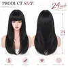 Cabelo Longo Liso Preto Natural Cruzado Japonês Coreano Mulher Franja Lateral Fibra Química Seda de Alta Temperatura Peruca Diária de Deslocamento Alto Nível