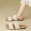 Sandalias tejidas estilo coreano estilo hada, nuevas de verano 2026 chanclas planas casuales para exteriores