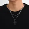 Colar de Pérolas Criativo Doce-Cool Estilo Escuro Pingente de Cruz Corrente para Clavícula Colar Estilo Punk de Verão