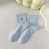 Calcetines de Algodón Puro Amor Calcetines Cortos Finos de Verano para Mujer Absorción de Sudor Transpirables Calcetines sin Costuras Calcetines Cortos de Malla Bordados de Verano para Mujer