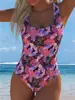 Traje de baño de una pieza estilo europeo y americano para verano 2027, cruzado, para mujer, estampado, de cintura alta, push-up, para vacaciones en la playa, sexy, importación de comercio exterior