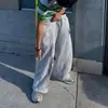 Personalidad de Calle Rara Estampado de Ametralladora Doble Cintura Hip-Hop Rock Street Casual Pantalones de Chándal Rectos Holgados
