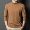 Nuevo Suéter de Lana de Color Sólido de Manga Larga para Hombre, Cuello Alto, Corte Ajustado, Moda Casual, Venta al por Mayor