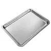 Bandeja Rectangular de Acero Inoxidable Engrosada Plato Plano de Fondo Plano Cuadrado Doméstico Plato de Comedor Plato para Barbacoa Comercial Plato para Parrilla