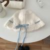Design original ~ pequeno chapéu de pescador com cordão e laço estilo perfumado chapéu de balde chapéu de malha chapéu coreano outono e inverno chapéu doce