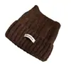 Bonito Gorro de Punto con Orejas de Gato para Niñas, Caliente de Invierno Engrosado, Hace que la Cara Parezca Más Pequeña, Circunferencia de Cabeza Grande, Gorro de Lana Protector de Orejas