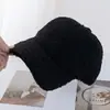 Gorra de Béisbol Verde Otoño e Invierno Color Sólido Simple que Favorece el Rostro Estilo Coreano Pequeño Ins Gorra de Pico de Felpa Versátil Sombrero de Lana de Cordero
